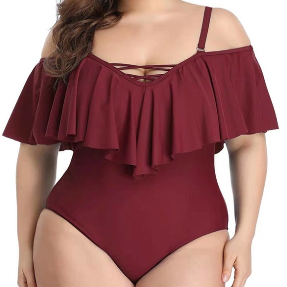 Ruffled plus size slimming one piece bikini - Picture 9 of 11